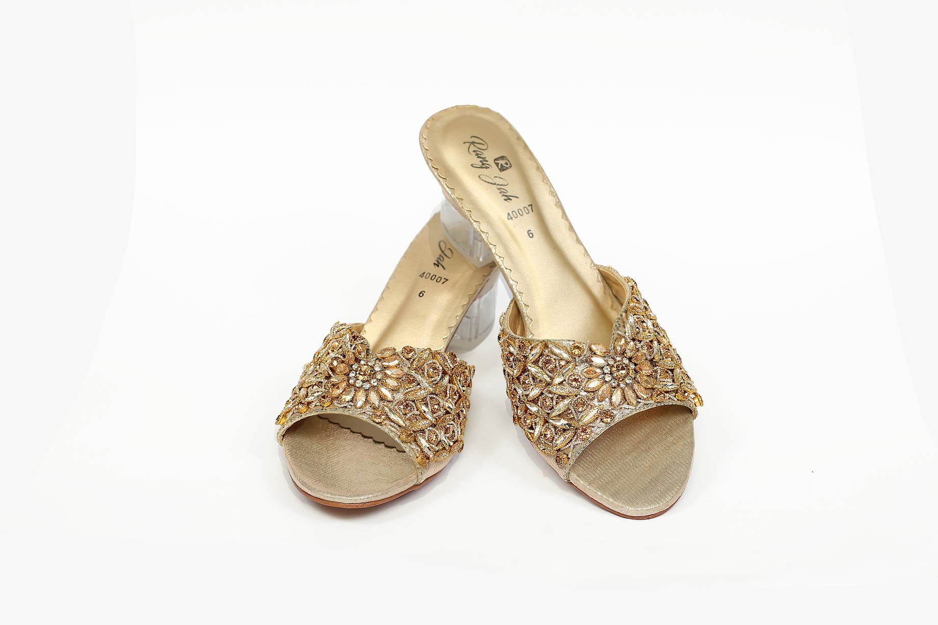 Golden Color Fancy Slippers-RS27 - Rang Jah