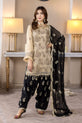 golden kurta & black Patiala shalwar