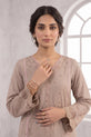 Beige Embroidered Pakistani Linen Dress