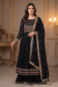 Black Embroidered Chiffon Anarkali