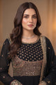 Black Embroidered Chiffon Dress