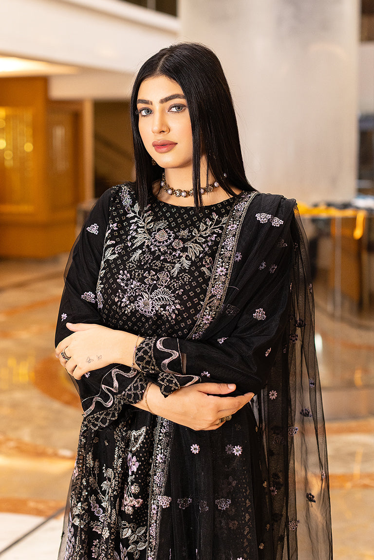 Black Embroidered Maxi Wedding Dress