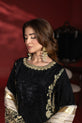 Black Velvet Dress with Gold Embroidery