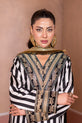 Black & White Striped Pakistani Formal Dress
