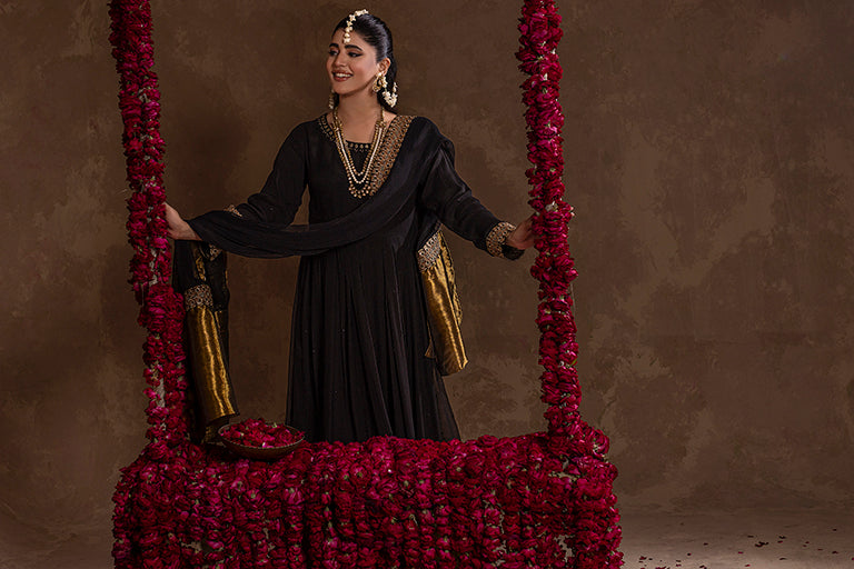 Black & Yellow Dress For Eid 