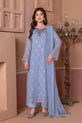 Blue Chiffon Embroidered Dress