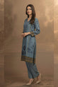 Blue Dhanak Suit with Block Print