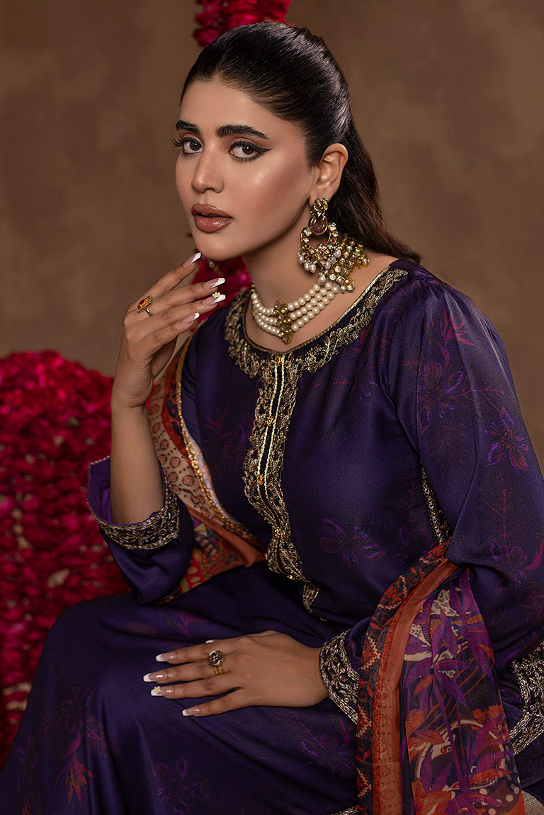 Blue silk formal dress for women