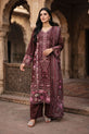 Coffee Brown Embroidered Cotton Suit