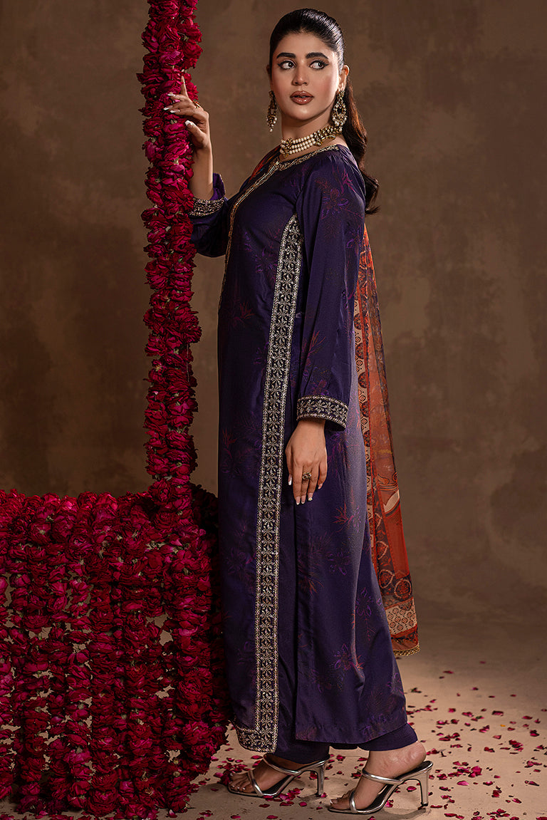 Deep Blue Pakistani Winter Dress