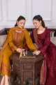 Deep Maroon & Yellow  Pakistani Eid Dresses