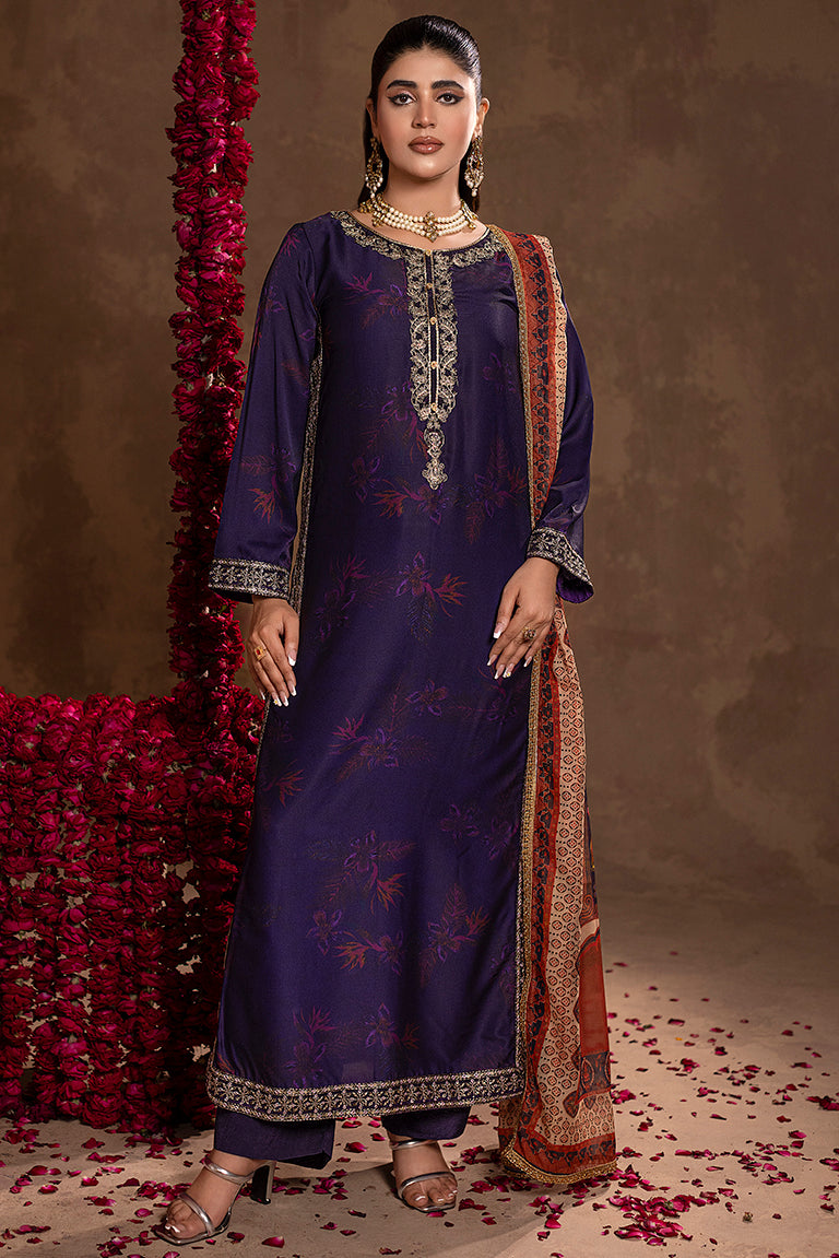 Deep blue silk readymade dress