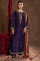 Deep blue silk readymade dress