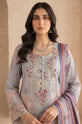 Dove Grey Printed Dhanak Suit 