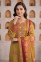 Elegant Olive Green Pakistani Casual Dress