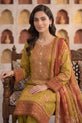 Elegant Olive Green Pakistani Party Wear Dress