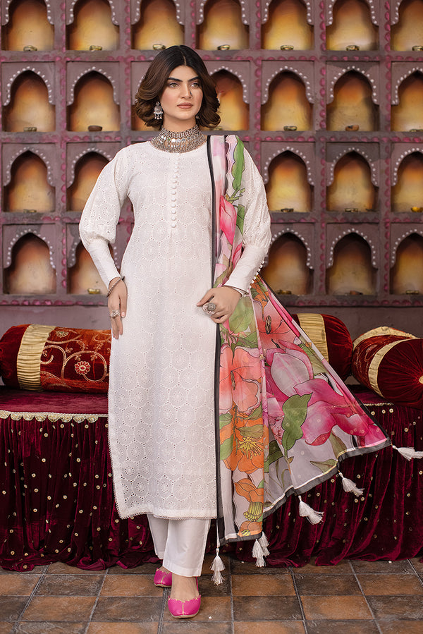 Embroidered Chikenkari Cotton suit