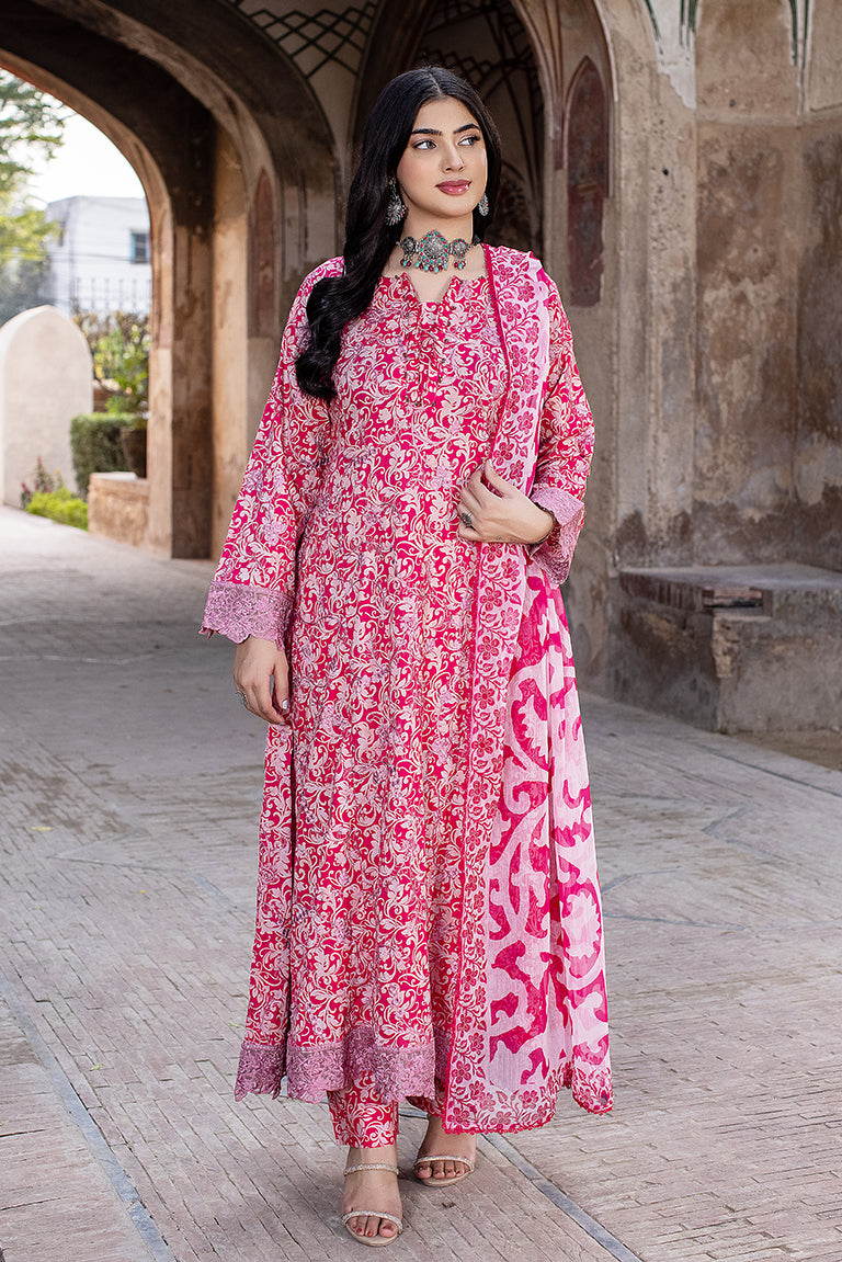 Embroidered Printed Long Dress For Women