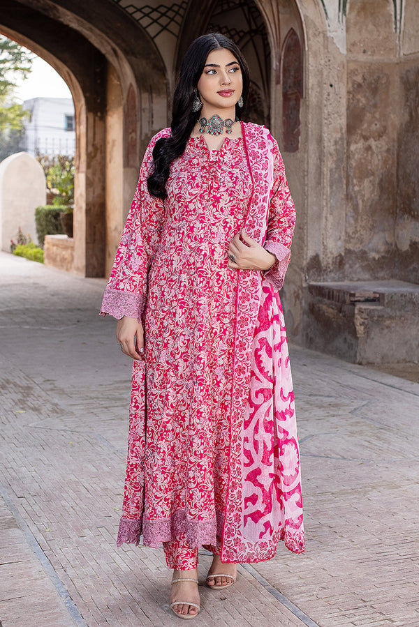 Embroidered Printed Long Dress For Women