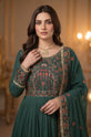 Emerald Green Embroidered Chiffon Dress