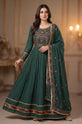 Emerald Green Embroidered Chiffon Maxi Dress