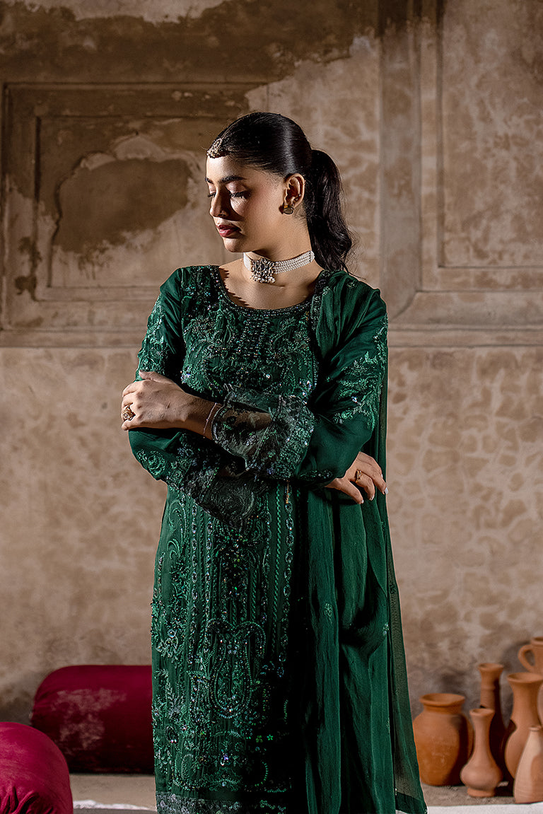 Emerald Green Pakistani Chiffon Dress