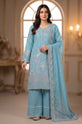 Ice Blue Embroidered Pakistani Mehndi Dress
