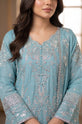 Ice Blue Embroidered Pakistani Party Wear Dress