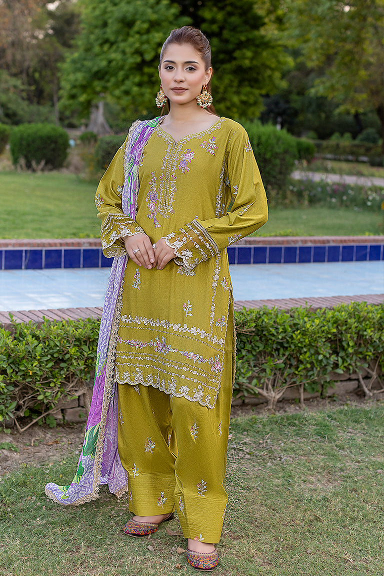 •	Linen Embroidered Dress