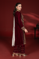 Luxury Maroon Pakistani Party Wear Dress