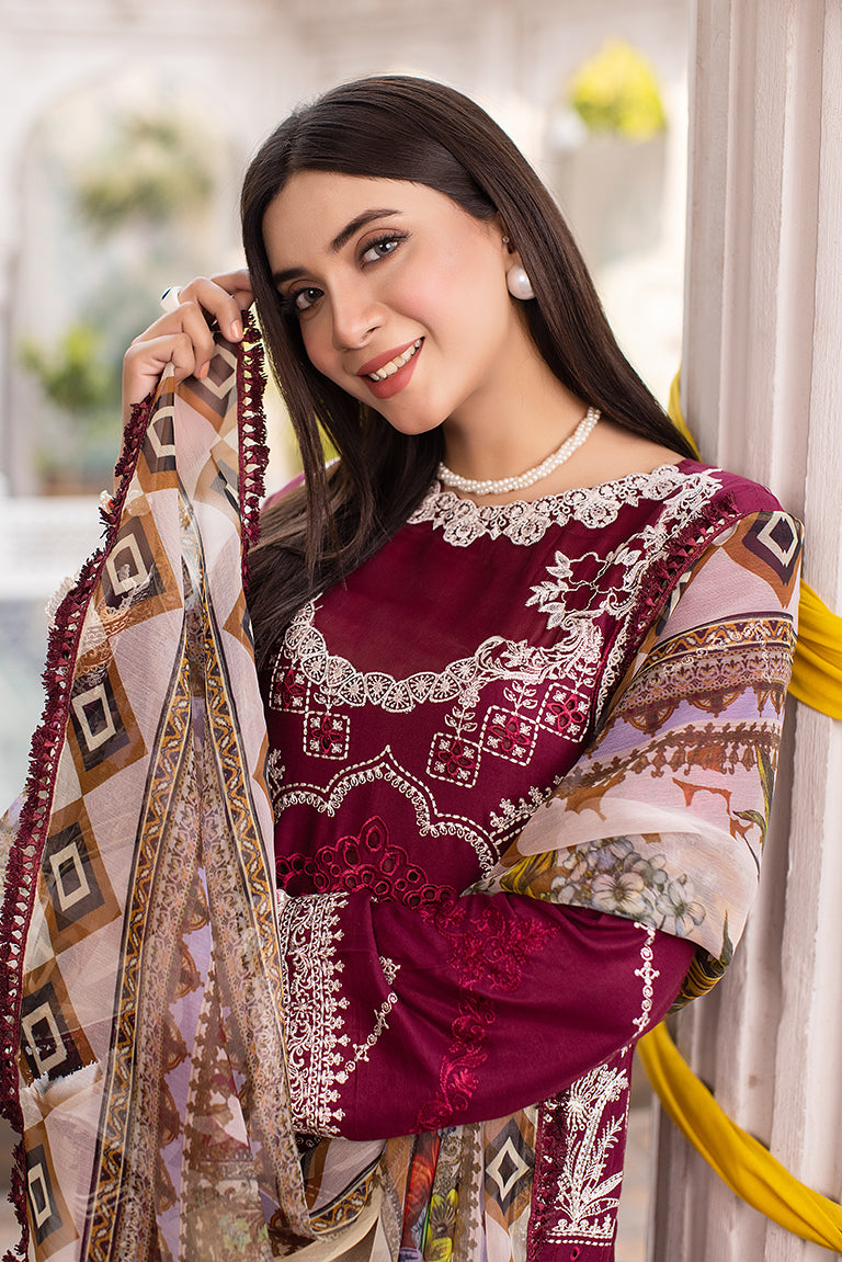 Maroon and White Dress For Eid 
