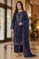 Navy Blue Embroidered Pakistani Plus Size Dress