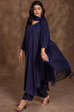 Navy Blue Pakistani Winter Dress