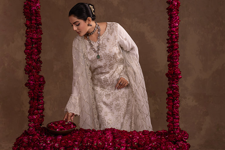 Off-white Pakistani Formal Dress