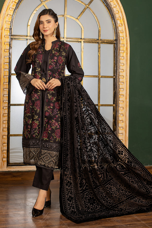 Black with Maroon floral Embroidery 