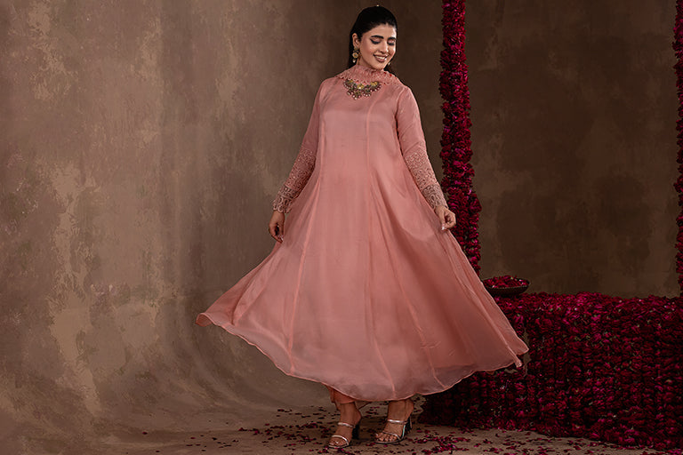  Pakistani Pink Plus Size Dress For Women