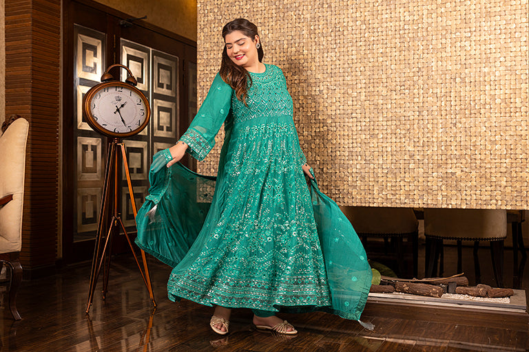 Pakistani Salwar Kameez Sea-green  Color