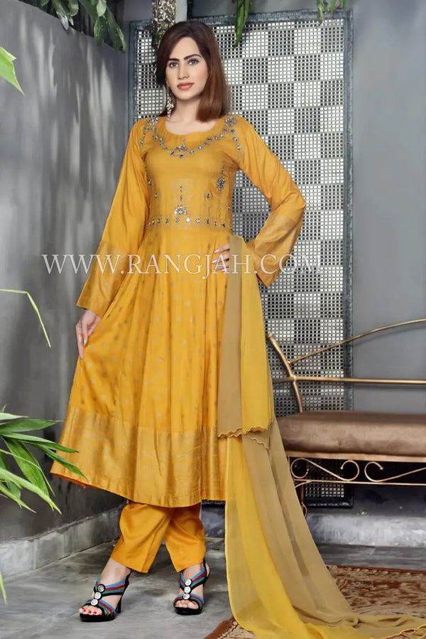 Readymade Linen Embroidered Suit-RA10