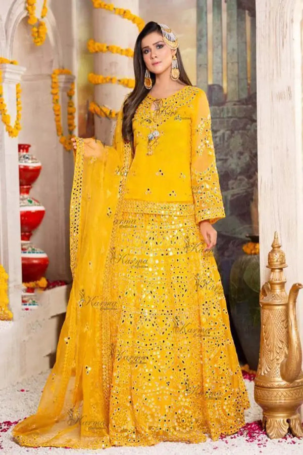 Readymade Organza lehenga For Mehndi