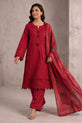 Red Readymade Pakistani Cotton Suit