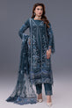 Teal Blue Organza Readymade Suit