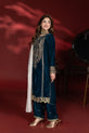 Teal Readymade Pakistani Party Wear Dress