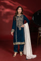 Teal Readymade Pakistani Salwar Kameez