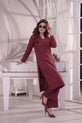 MAHREEN – Deep Berry Self-Stripe Cotton 2-Piece Co-Ord Set-RW53