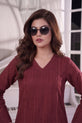 MAHREEN – Deep Berry Self-Stripe Cotton 2-Piece Co-Ord Set-RW53
