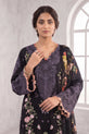 Black Embroidered Linen Straight Suit with Printed Dupatta - GU774