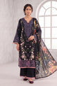 Black Embroidered Linen Straight Suit with Printed Dupatta - GU774