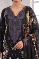Black Embroidered Linen Straight Suit with Printed Dupatta - GU774