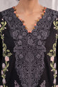 Black Embroidered Linen Straight Suit with Printed Dupatta - GU774
