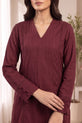 Deep Berry Longline Cotton Co-Ord Set with Crochet Trim - RW53